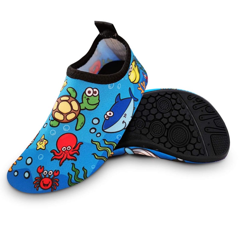Bigib Toddler Kids Swim Water Shoes Quick Dry Non-Slip Water Skin Barefoot Sports Shoes Aqua Socks for Boys Girls Toddler (3 Infant, Seaworld Turtle) - Image 4